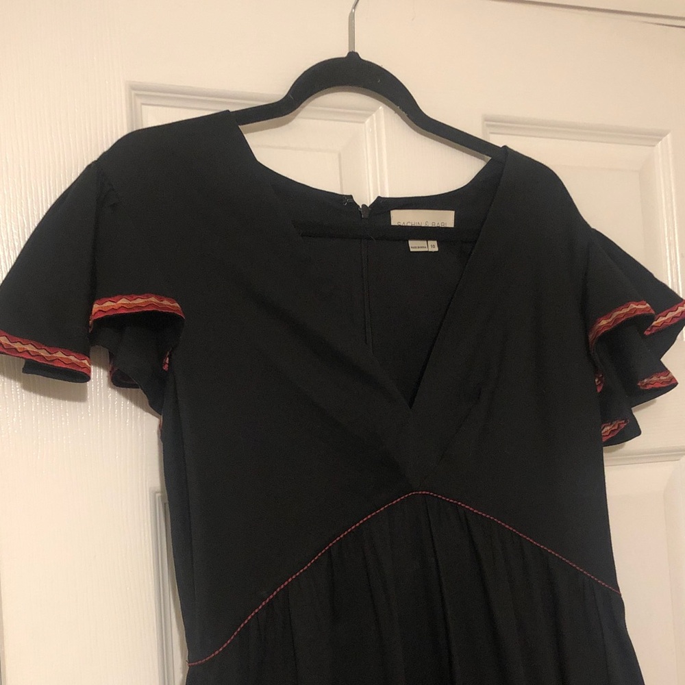SACHIN & BABI V-Neck Navy Blue Cotton Long Dress (Size 10)